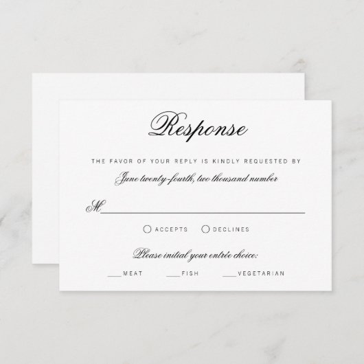 Invitation Élégant Script Classy Traditionnel Mariage RSVP (Devant / Derrière)