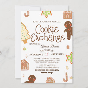 Invitation Élégant Script Cookie Exchange Christmas Party Inv