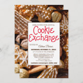 Invitation Élégant Script Cookie Exchange fête de Noël (Devant / Derrière)