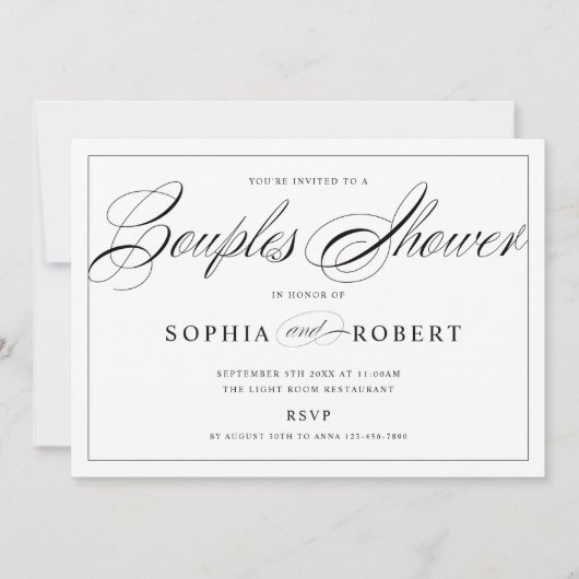 Invitation Élégant Script Couples Mariage douche (Devant)