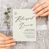Invitation Élégant Script Cream Rehearsal Dinner Code QR