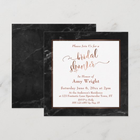 Invitation Élégant script cuivré avec baptême de mariage sur (Devant / Derrière)