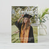 Invitation Elegant Script Custom Photo Graduation (Debout devant)