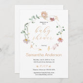 Invitation Élégant script de Baby shower Fleur sauvage (Devant / Derrière)
