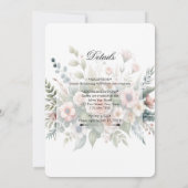 Invitation Élégant script de bordure botanique florale Rose p (Dos)