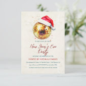 Invitation Élégant script de boule Disco du Nouvel An Soirée  (Debout devant)