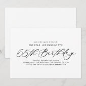 Invitation Élégant script de calligraphie 65e fête d'annivers (Devant / Derrière)