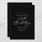 Invitation Élégant script de calligraphie 65e fête d'annivers (Devant / Derrière)