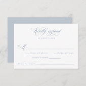 Invitation Élégant script de calligraphie Dusty Blue Wedding (Devant / Derrière)