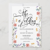 Invitation Élégant script de calligraphie Fleurs de ressort M (Devant)