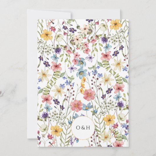 Invitation Élégant script de calligraphie Mariage floral simp (Dos)