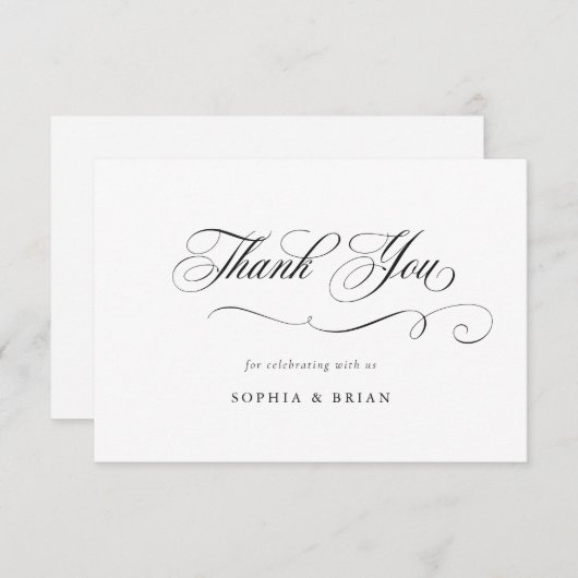 Invitation Élégant script de calligraphie Mariage Merci (Devant / Derrière)