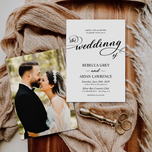 Invitation Élégant script de calligraphie Monogramme Mariage 