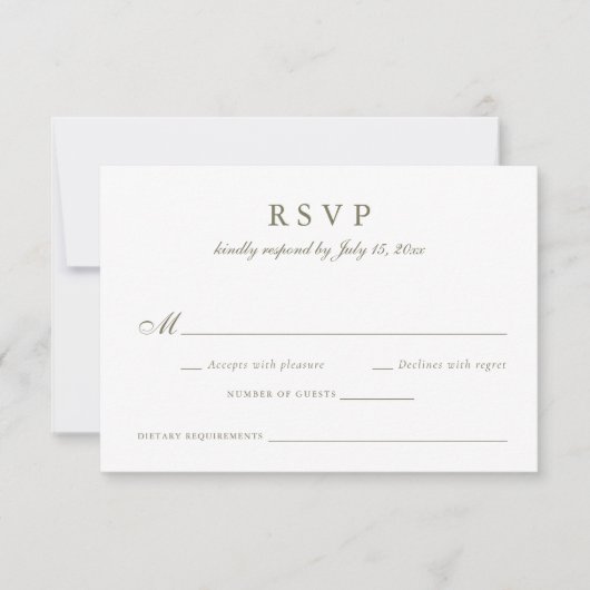 Invitation Élégant script de calligraphie Olive Sage Wedding  (Devant)