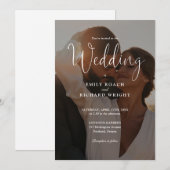 Invitation Élégant Script de Calligraphie Photo Mariage (Devant / Derrière)