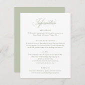 Invitation Élégant script de calligraphie Sage Mariage Info C (Devant / Derrière)