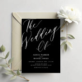 Invitation Élégant script de calligraphie simple mariage noir