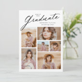 Invitation Élégant Script de fin d'études 6 photo collage Gra (Debout devant)