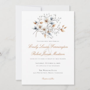 Invitation Élégant Script de Foliage d'hiver tout en un Maria
