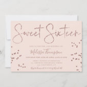 Invitation Élégant script de parties scintillant en or rose r (Devant)