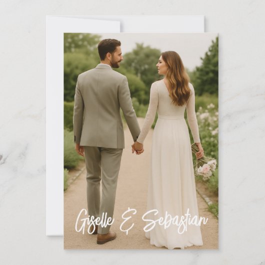 Invitation Élégant script de photo romantique Mariage moderne (Dos)