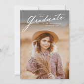 Invitation Élégant script de script photo Graduate Graduate (Devant)