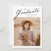 Invitation Élégant script de script photo Graduate Graduate (Devant)
