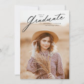 Invitation Élégant script de script photo Graduate Graduate (Devant)