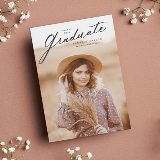 Invitation Élégant script de script photo Graduate Graduate