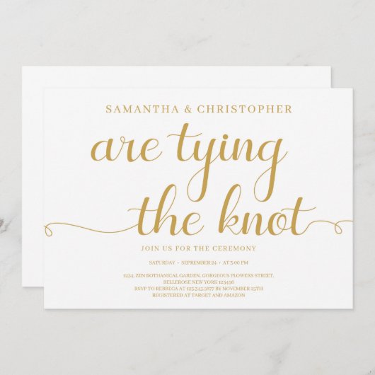 Invitation Élégant script de typographie or police fiançaille (Devant / Derrière)