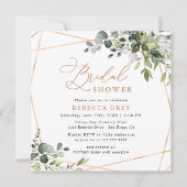 Invitation Élégant Script de verdure Fête des mariées or (Devant)