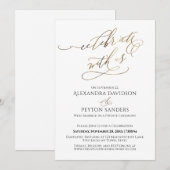 Invitation Élégant Script Doré Célébration avec Nous Réceptio (Devant / Derrière)