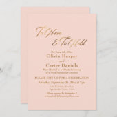 Invitation Élégant script doré pour la réception "À avoir et  (Devant / Derrière)