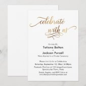 Invitation Élégant Script Doré Réception de Célébration avec (Devant / Derrière)