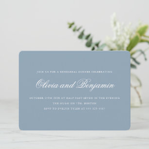Invitation Élégant Script Dusty Bleu Formel Dîner De Répétiti