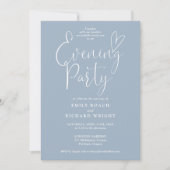 Invitation Élégant Script Dusty Blue Mariage soirée (Devant)