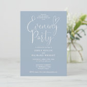 Invitation Élégant Script Dusty Blue Mariage soirée (Debout devant)