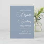 Invitation Élégant Script Dusty Mariage bleu (Debout devant)