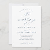 Invitation Élégant Script Dusty Mariage bleu (Devant)