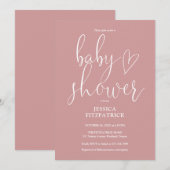 Invitation Élégant Script Dusty Rose Baby shower rose (Devant / Derrière)
