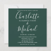 Invitation Élégant Script Emerald Green Mariage photo (Devant)