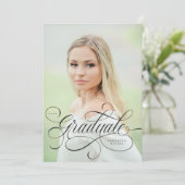 Invitation Élégant script en noir sur une seule graduation ph (Debout devant)