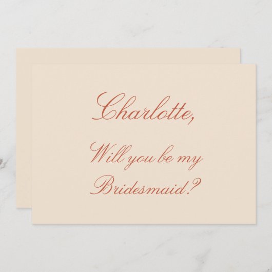 Invitation Élégant script en terre cuite Bridesmaid Propositi (Devant / Derrière)