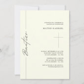 Invitation Élégant script espagnol Baptême ivoire Bautizo ivo (Devant)