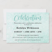 Invitation Élégant Script Eucalyptus Vert 3 Photo Grad (Dos)