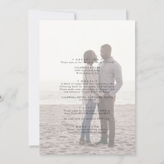 Invitation Élégant script Faded Photo Mariage avant et arrièr (Dos)