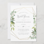 Invitation Élégant Script Fête des mariées géométrique de ver (Devant)