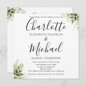 Invitation Élégant Script Feuille Tout en un Mariage (Devant / Derrière)