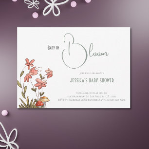 Invitation Élégant Script Floral Baby in Bloom Baby shower