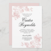 Invitation Élégant Script Floral Baptême Religieux (Devant / Derrière)